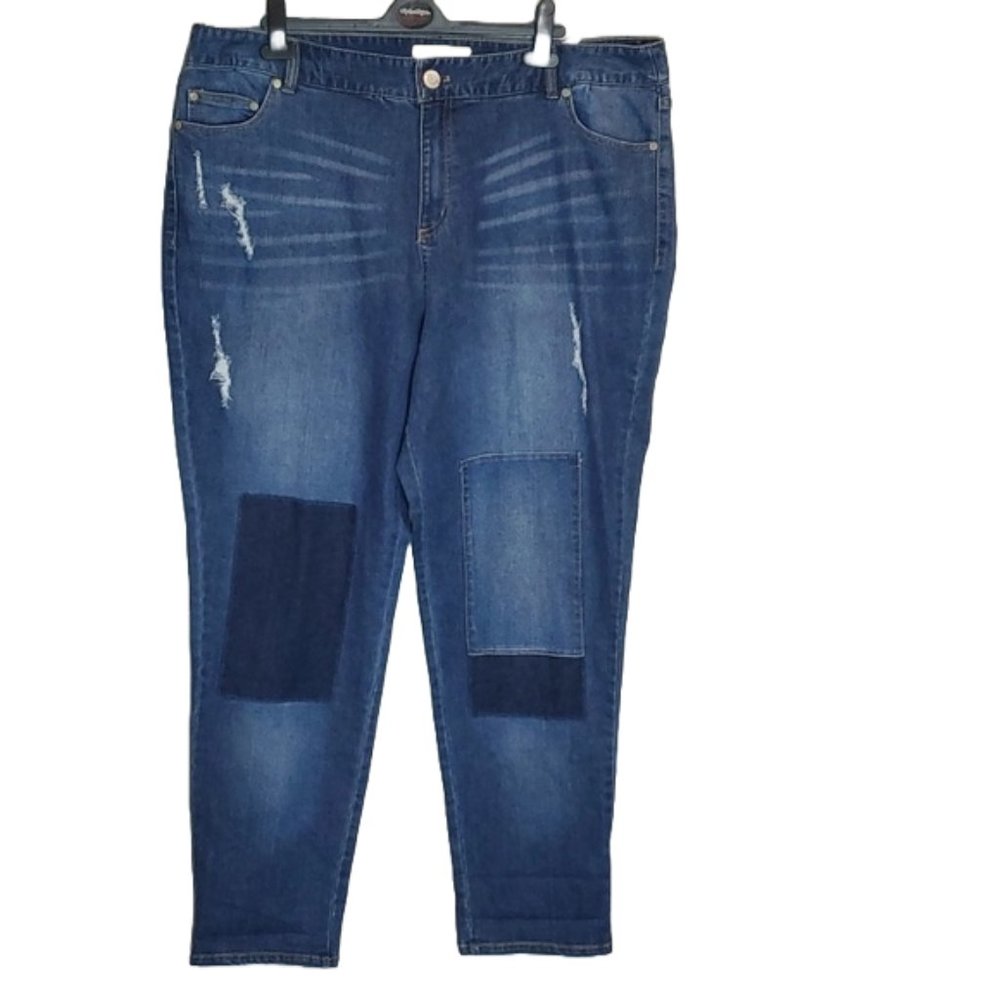 Eloquii Distressed Patch Jeans Style 3641 SZ 20